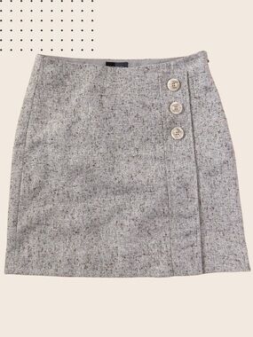 The Limited NWT Neutral Grey Wool Blend Button detail Mini Skirt Size 0